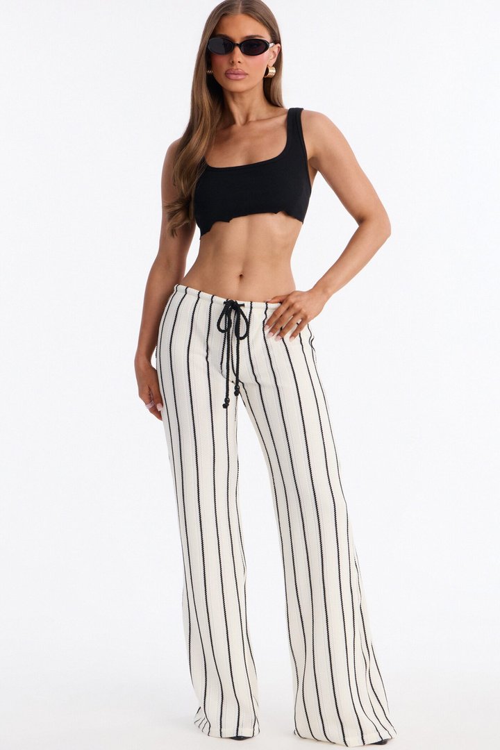 Rosalie Wide Leg Crochet Pant - White/combo