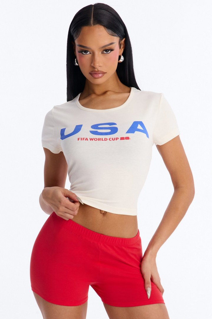 FIFA USA Elite Squad Cropped Tee - Cream