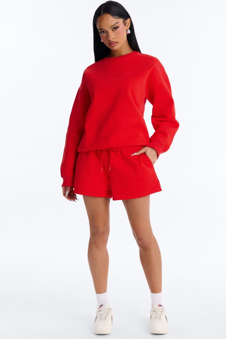 Libby Crew Neck Fleece Sweatshirt - Red