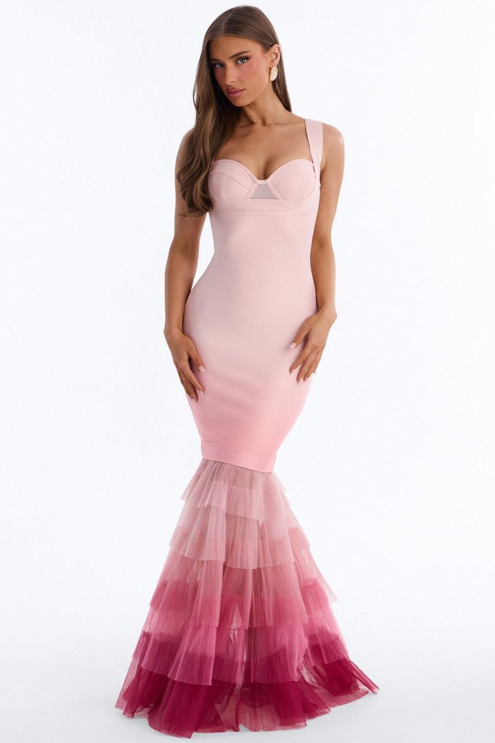 Loss For Words Bandage Gown - Pink/combo