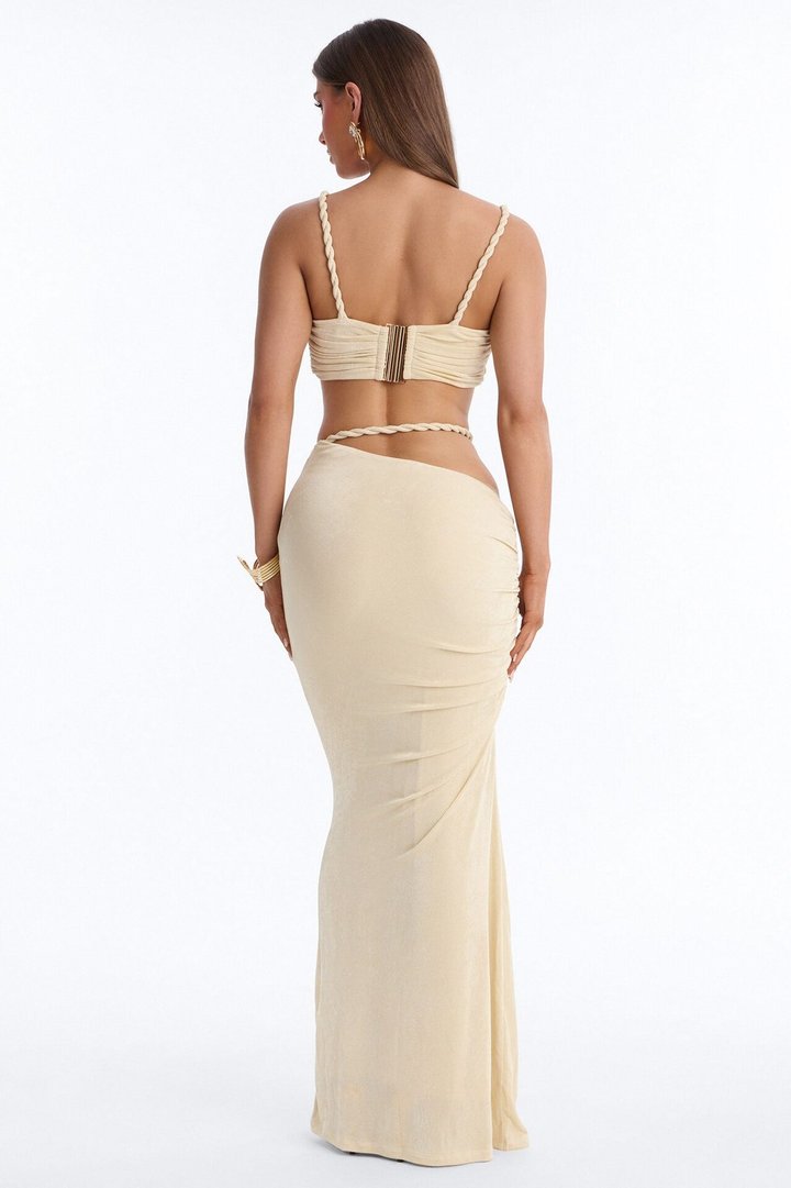 Coastal Vibe Roped Skirt Set - Ivory