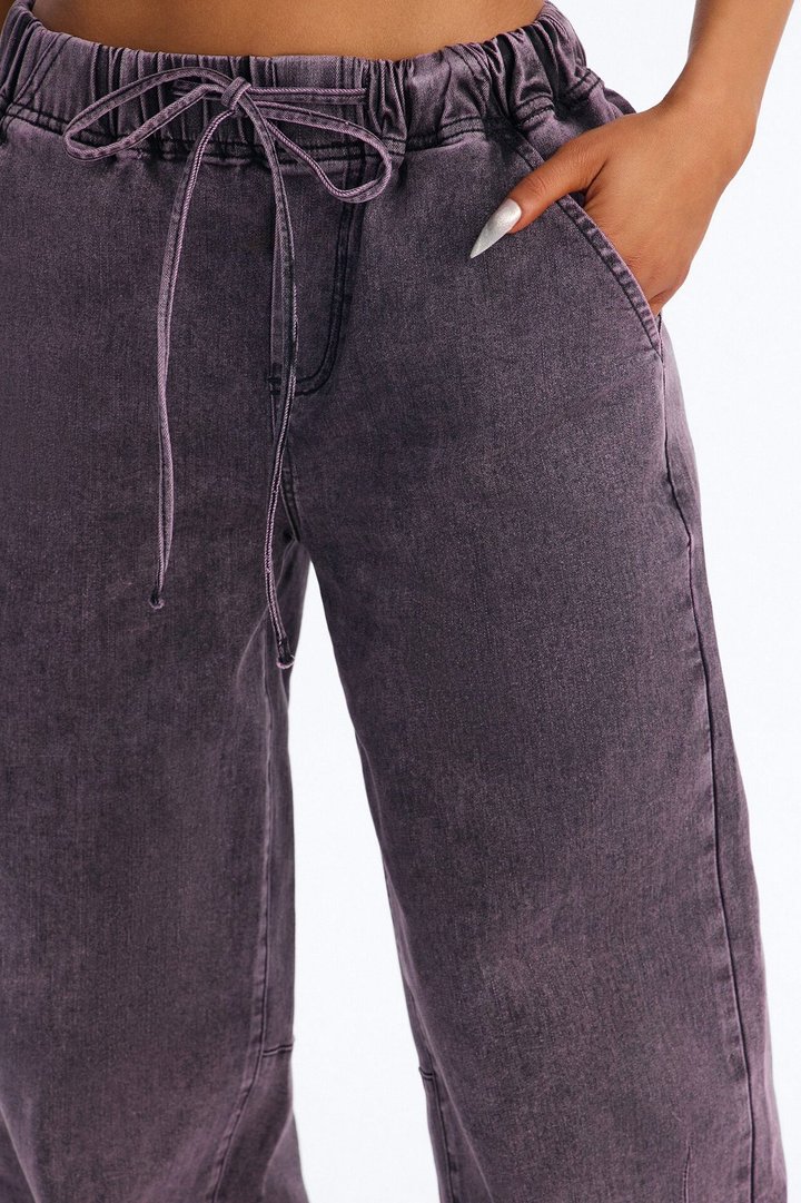 Vacay Mood Relaxed Tie Waist Jeans - Eggplant