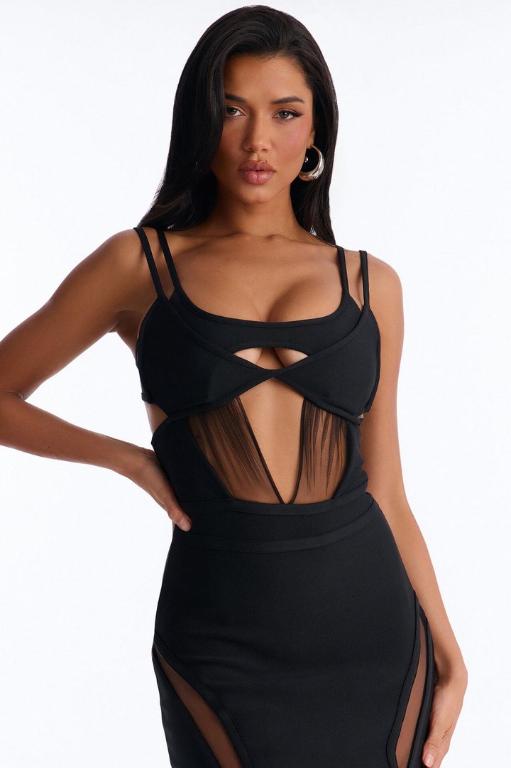 Body Talk Bandage Maxi Dress - Black
