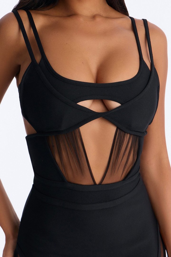 Body Talk Bandage Maxi Dress - Black