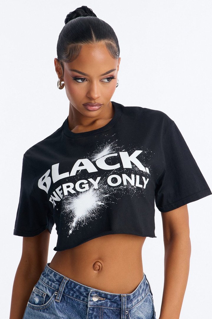 Black Energy Only Cropped Tee - Black