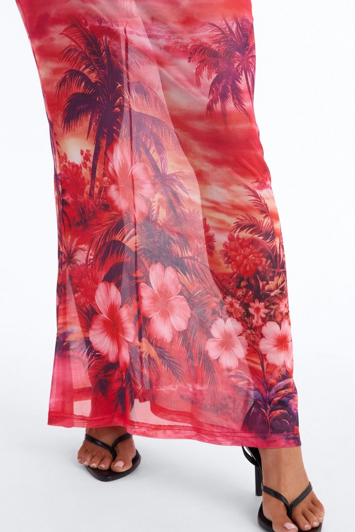 Miami Heat Wave Mesh Maxi Skirt - Hot Pink/combo