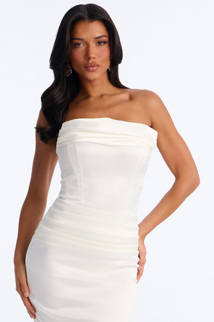 Giselle Satin Corset Gown - White
