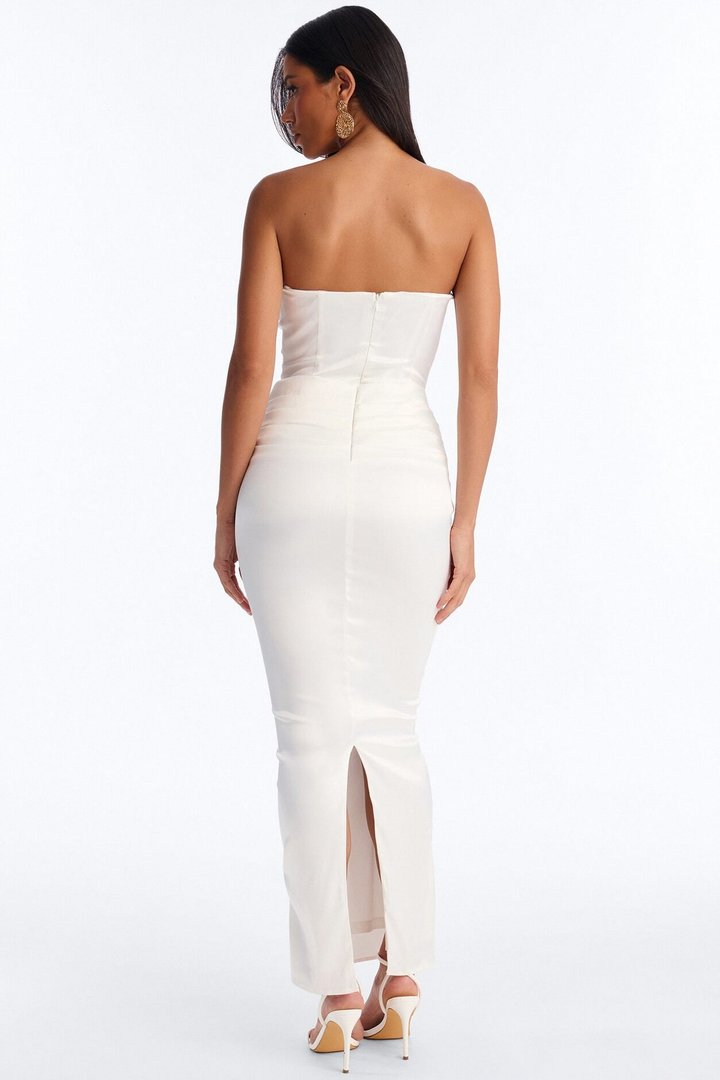 Giselle Satin Corset Gown - White