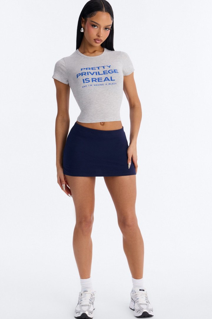 Pretty Privilege Is Real Baby Tee - Heather Grey