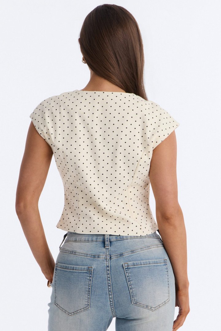 Day Made Polka Dot Twill Top - Cream/combo