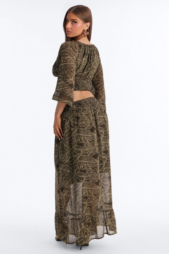 Palm Hours Skirt Set - Olive/combo