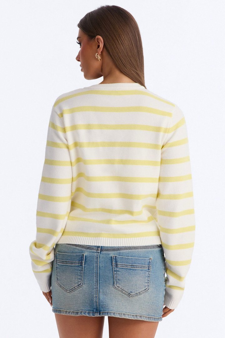 The Little Things Striped Cardigan - Yellow/combo