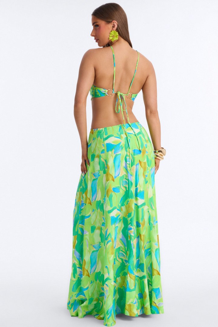 Elaine Flowy Maxi Dress - Green/combo