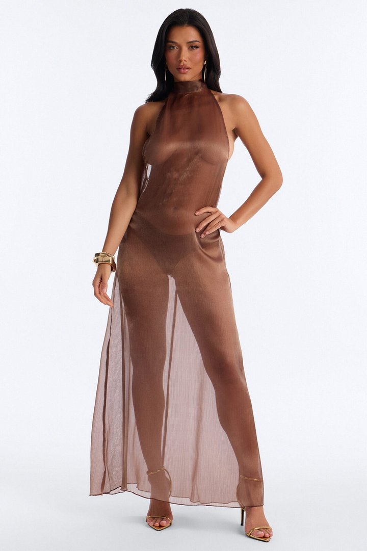 Kate Organza Backless Maxi Dress - Bronze