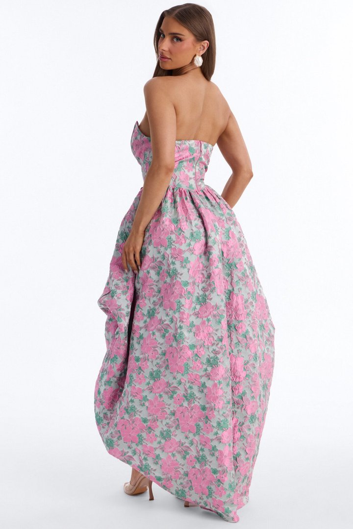 Amberlynn 2 Way Jacquard Gown - Pink/combo