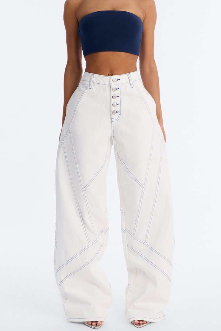 All American Sweetheart Non Stretch Buttonfly Jeans - White