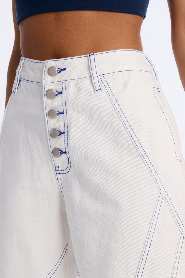 All American Sweetheart Non Stretch Buttonfly Jeans - White