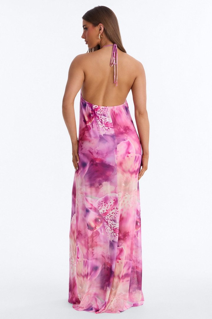 Amelie Floral Mesh Maxi Dress - Purple/combo