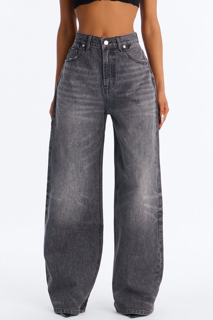 Bet On Me Baggy Everyday Wide Leg Jeans - Black Wash