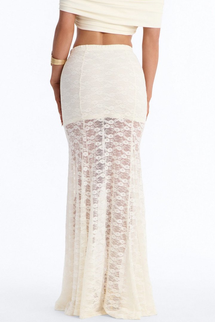 Iris High Rise Lace Maxi Skirt - Ivory
