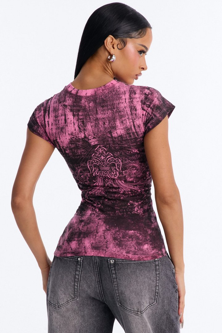 Goth Wings Fitted Tee - Pink