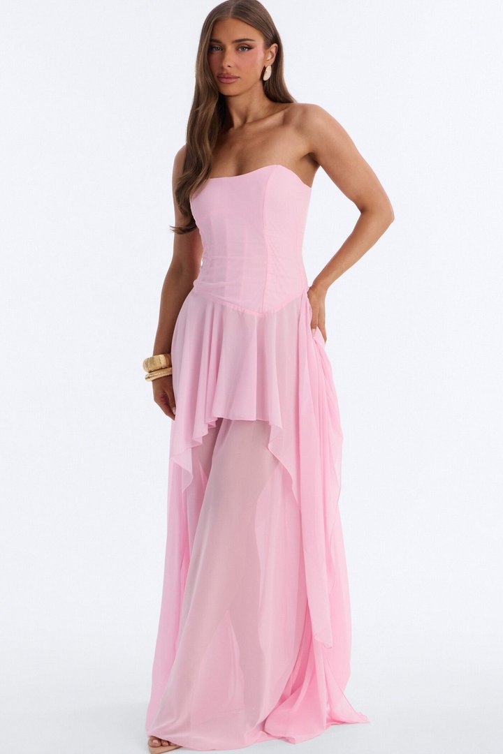 Effortless Charm Chiffon Gown - Light Pink