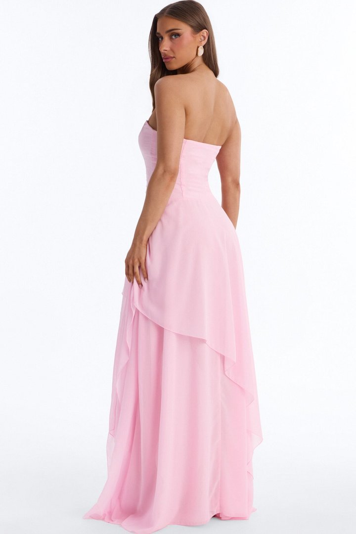Effortless Charm Chiffon Gown - Light Pink