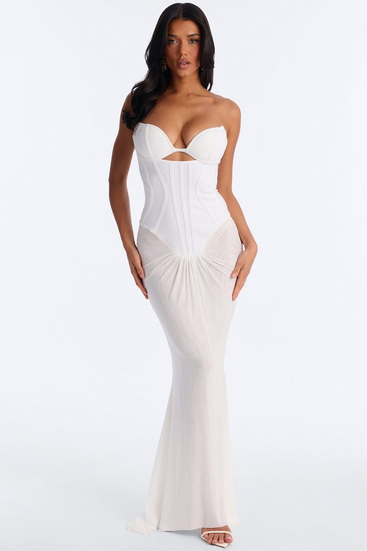 All Caught Up Bandage Gown - White