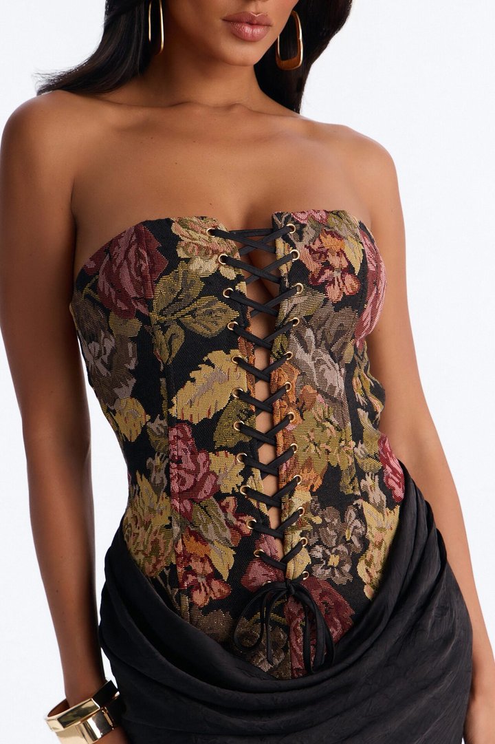 Paige Floral Jacquard Maxi Dress - Black/combo