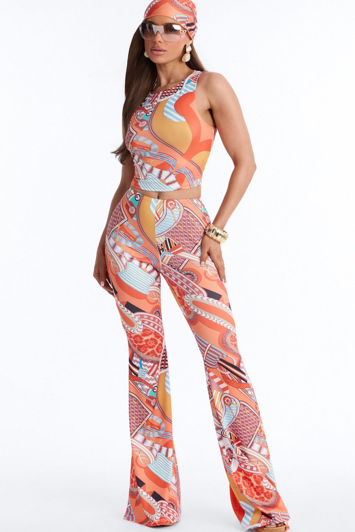 Art Piece 3 Piece Pant Set - Orange/combo