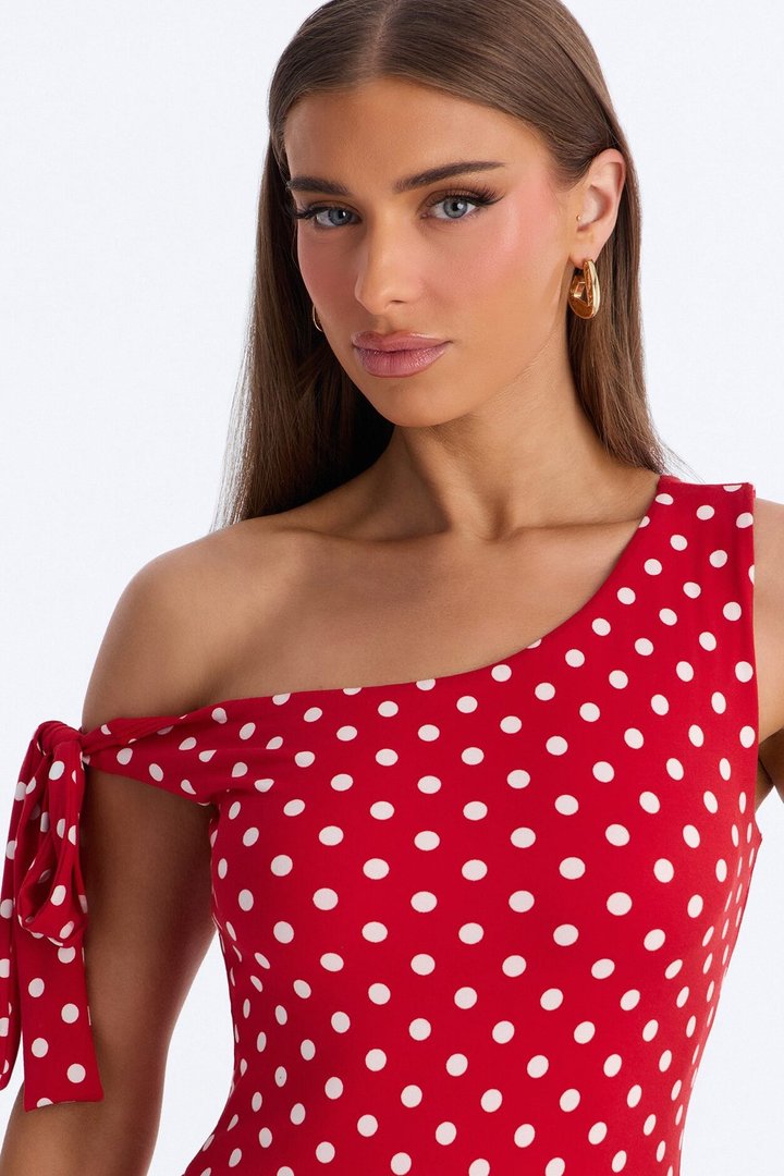 Bre Polka Dot Micro Romper - Red