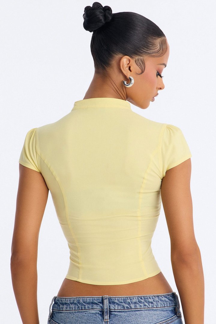 Monroe Twill Short Sleeve Top - ButterYellow