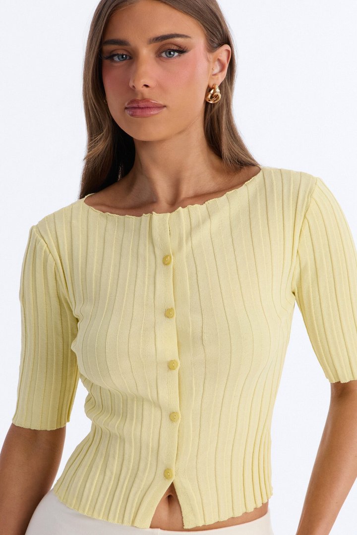 Kenny Short Sleeve Sweater Top - Butter Yellow
