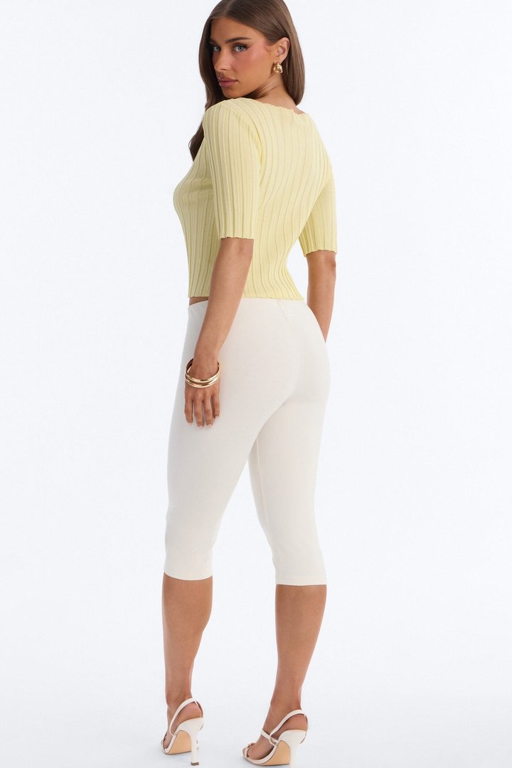 Kenny Short Sleeve Sweater Top - Butter Yellow