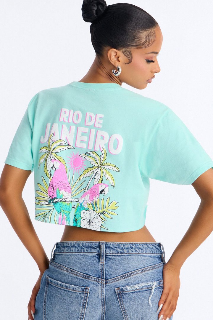 Rio De Janeiro Ultra Cropped Tee - Aqua