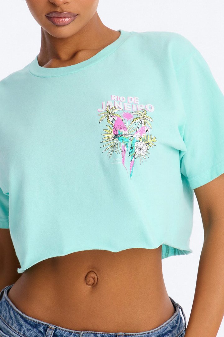 Rio De Janeiro Ultra Cropped Tee - Aqua