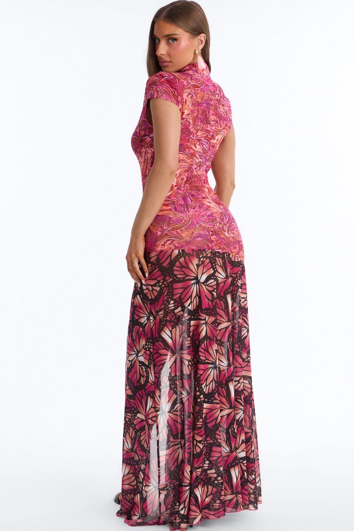 Lenah Lace Maxi Dress - Fuchsia/combo